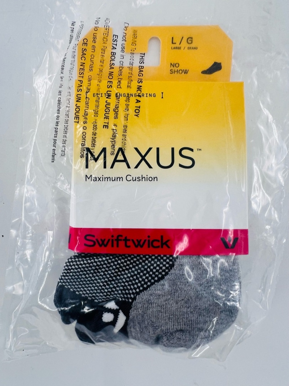 Swiftwick Maxus no show size large new gray